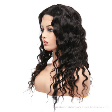 Discount 28 Inches Cuticle Aligned Virgin Brazilian Deep Wave Lace Closure Wig